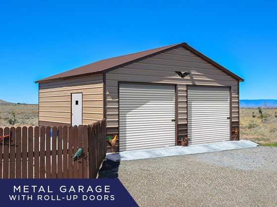2 Car Metal Garage With Lean To